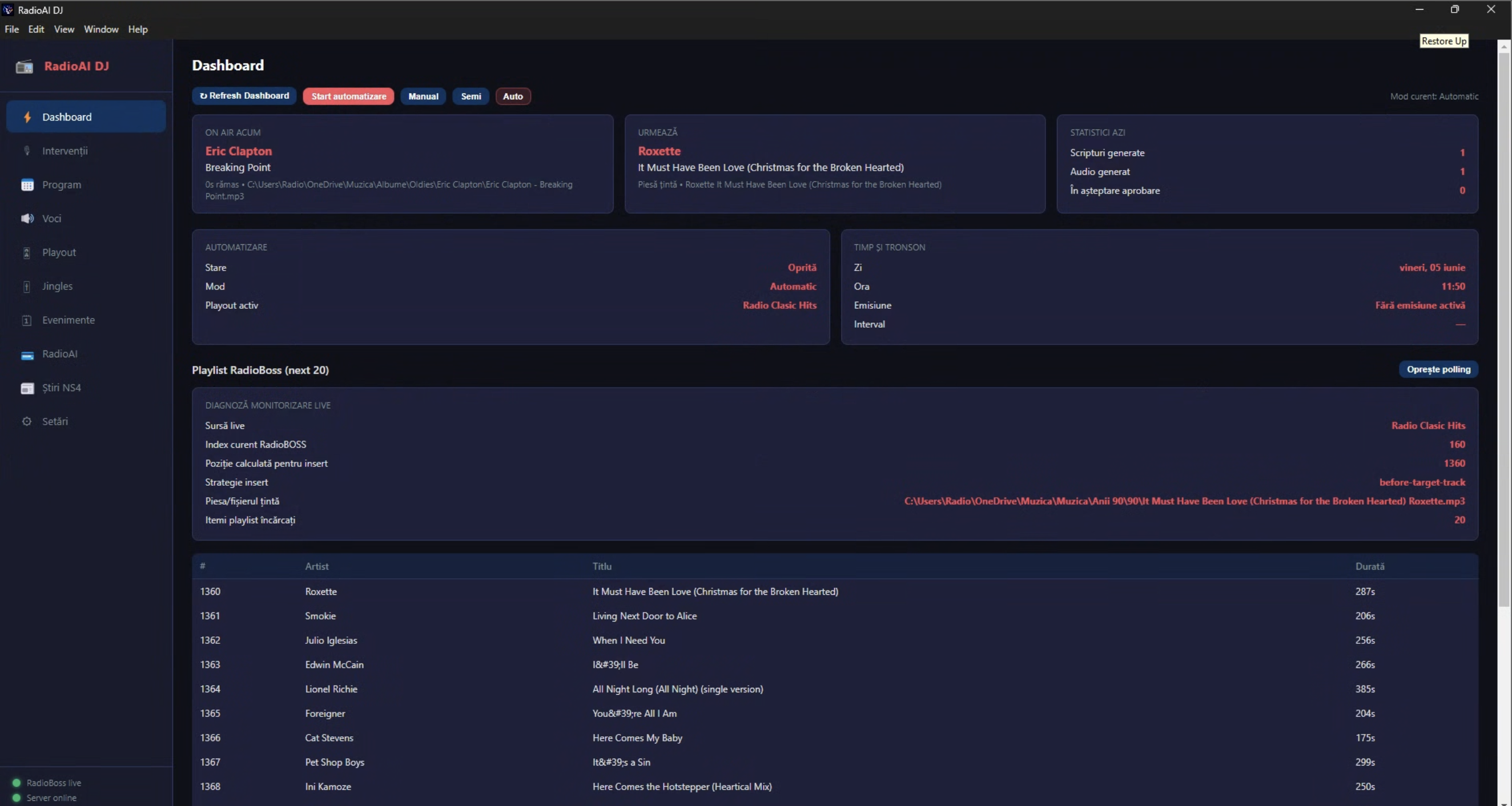 RadioAI DJ dashboard