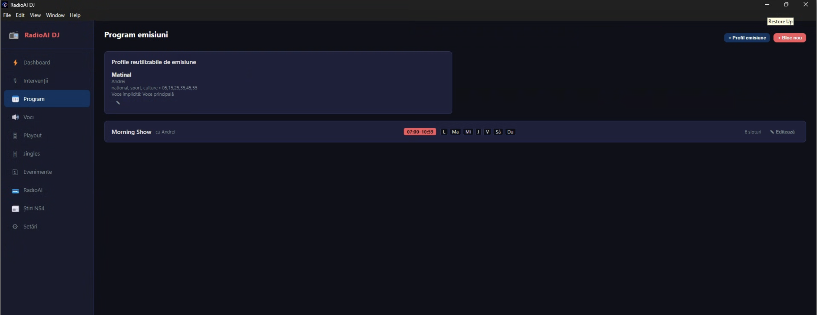 Show scheduling in RadioAI DJ
